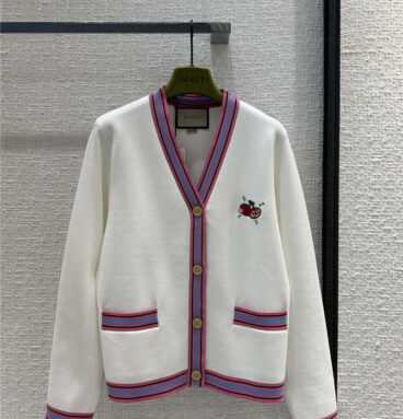gucci illustration series white knitted cardigan