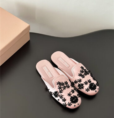 miumiu handmade floral beaded loafers