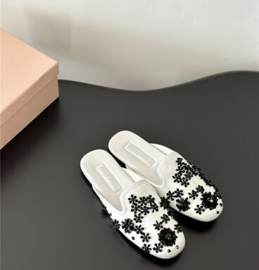 miumiu handmade floral beaded loafers