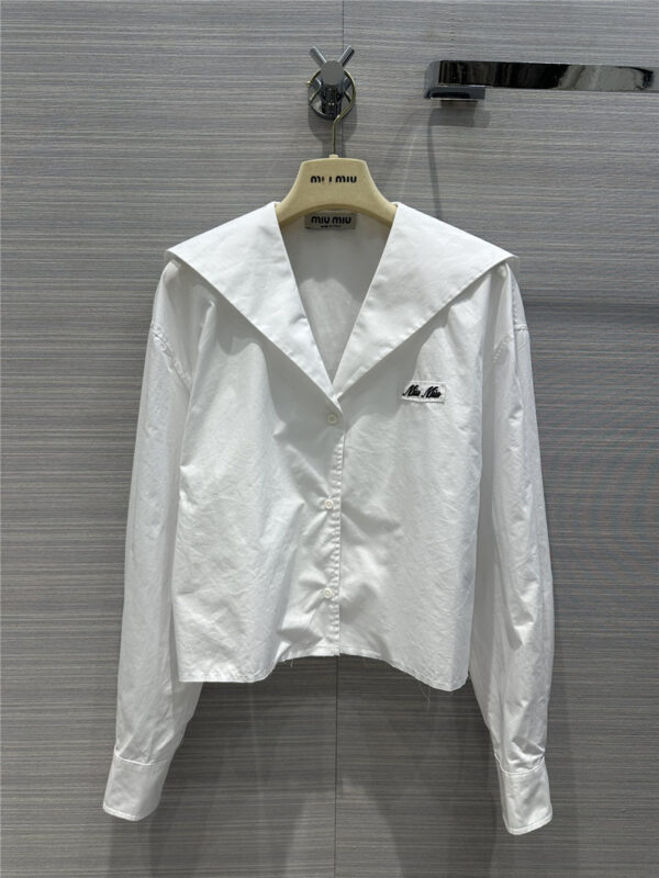 miumiu sweet temperament navy collar shirt