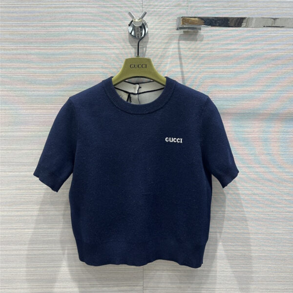 gucci vintage royal blue knitted top