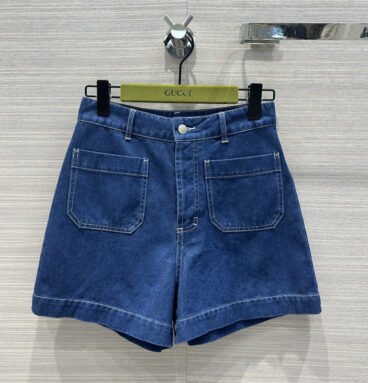 gucci new retro blue original color denim shorts