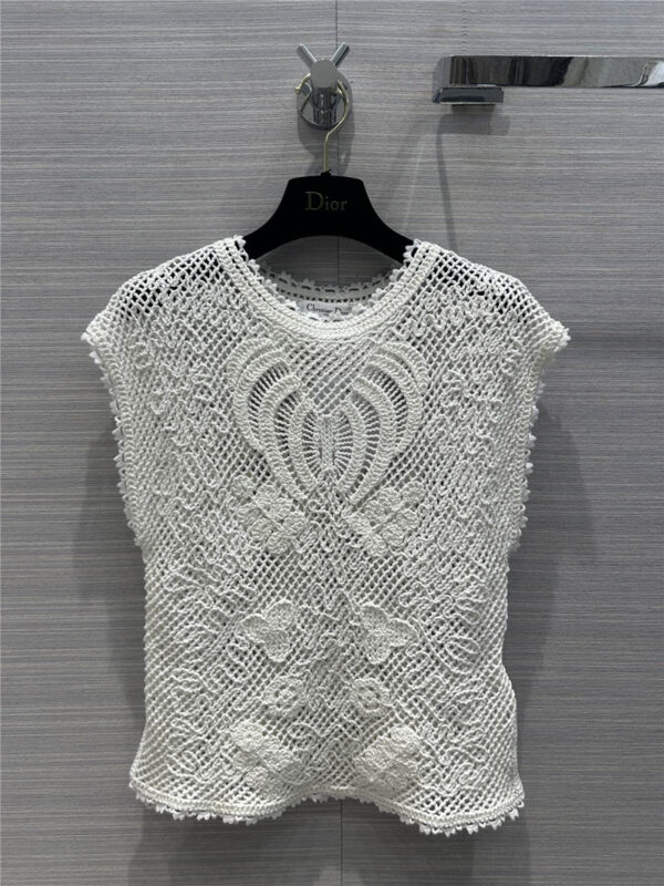 dior hollow stitched hook-knit top