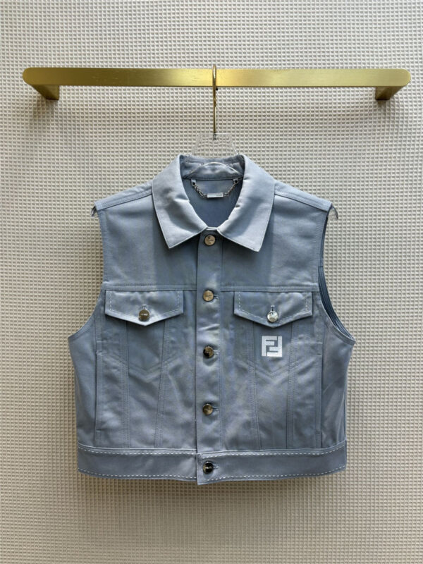 fendi double F letter embroidered lapel vest jacket