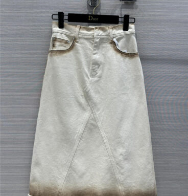 dior tie-dye gradient washed denim skirt
