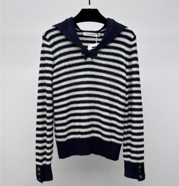 dior navy collar striped sweater