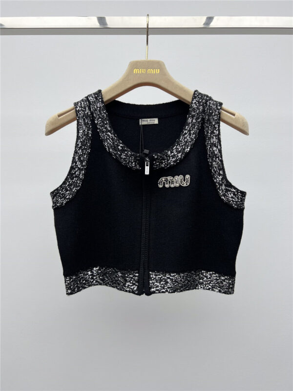 miumiu sequin-trimmed knitted vest