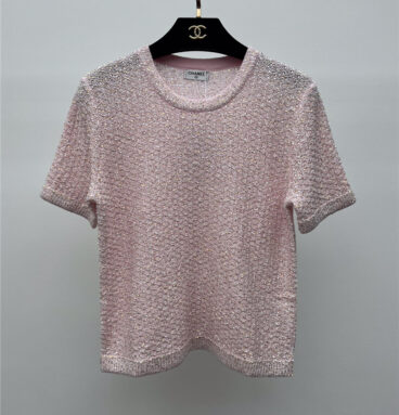 chanel sequined knitted short sleeves