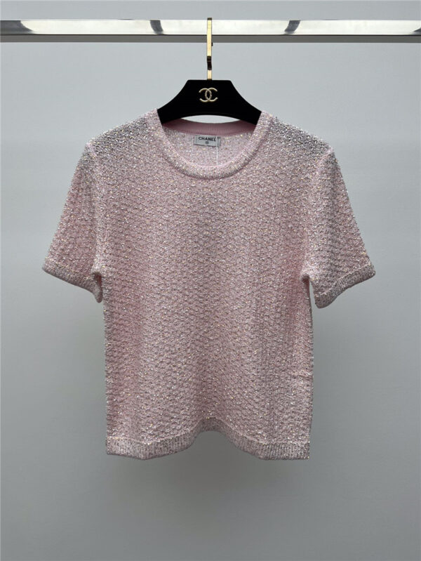 chanel sequined knitted short sleeves
