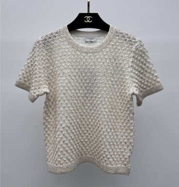 chanel sequin mesh knit short sleeves