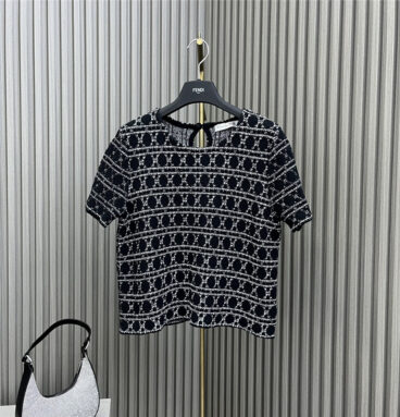 dior cannage knitted short-sleeved top