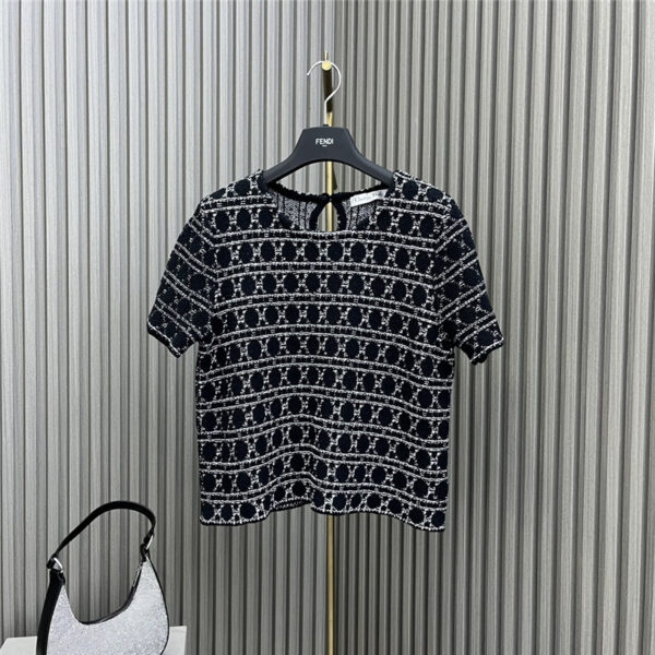 dior cannage knitted short-sleeved top