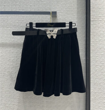 dior black velvet short skirt