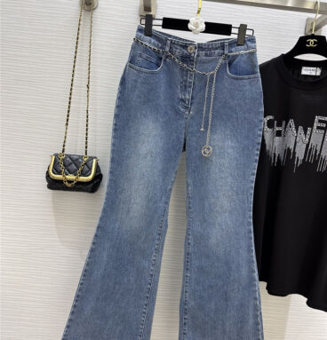 chanel waist chain bootcut jeans