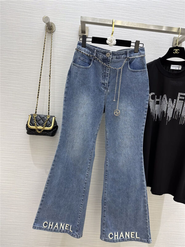 chanel waist chain bootcut jeans
