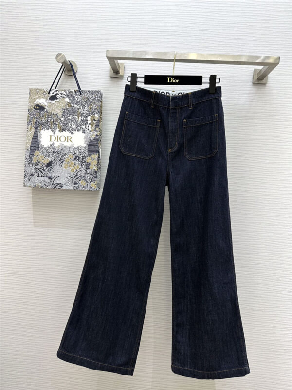 dior embroidered straight jeans