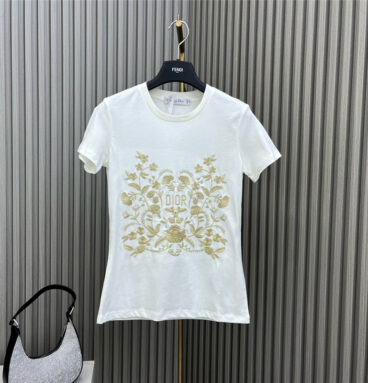 dior embroidered floral T-shirt