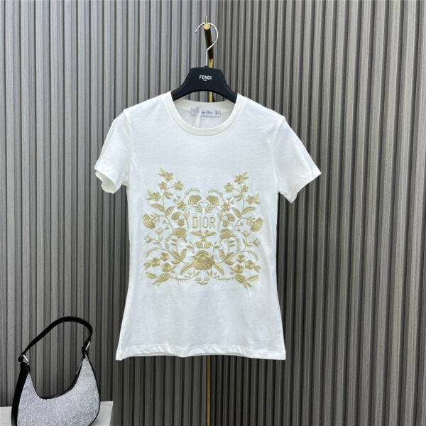 dior embroidered floral T-shirt