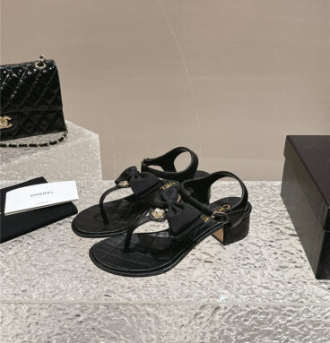 chanel latest colorful pearl buckle classic thong sandals