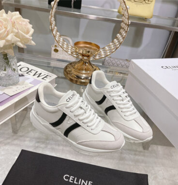 celine logo lace-up casual sneakers for couples