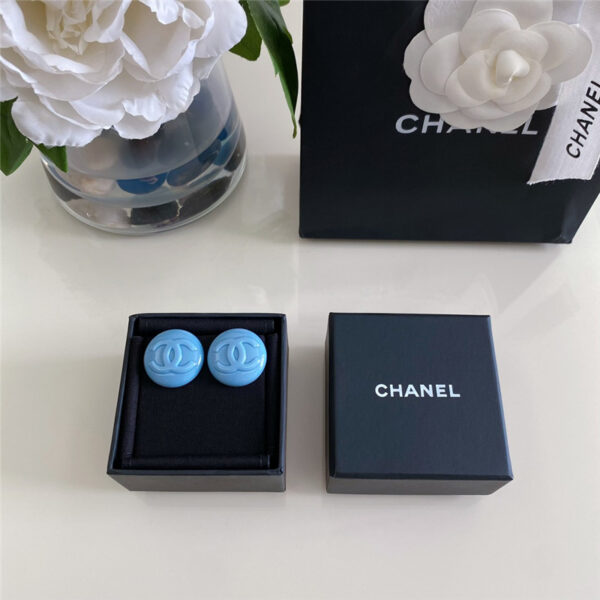 chanel blue acrylic earrings