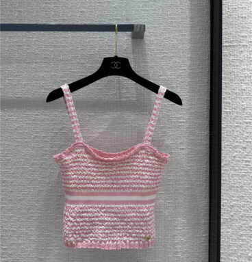 chanel barbie girl striped knitted small suspender belt