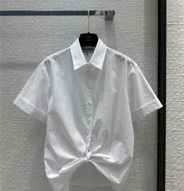 chanel French elegant rolled hem short-sleeved shirt