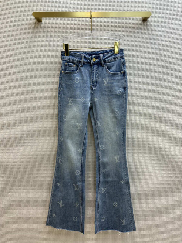 louis vuitton LV classic presbyopic print light blue jeans