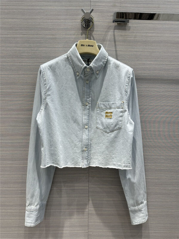 miumiu vintage blue and white denim short shirt