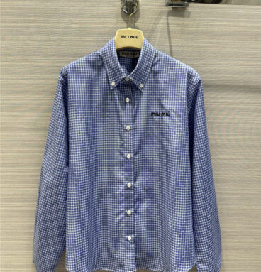 miumiu retro style blue plaid shirt