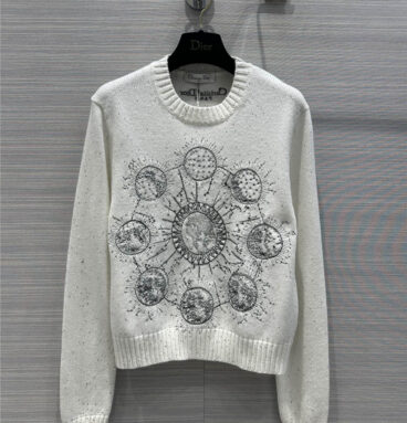 dior starry sky pattern embroidered sequined sweater