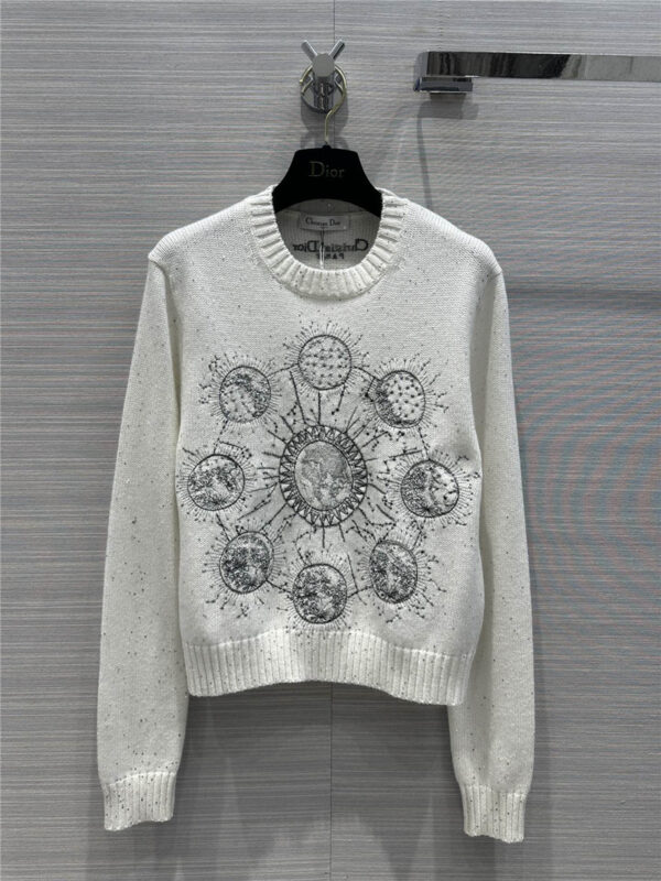 dior starry sky pattern embroidered sequined sweater
