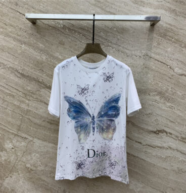 dior water drop butterfly print short-sleeved T-shirt
