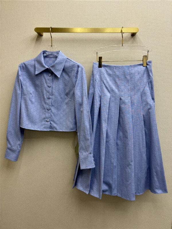 gucci double G jacquard shirt + skirt short shirt suit