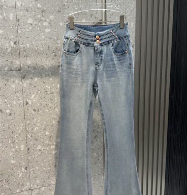 chanel high elastic two button retro spicy jeans