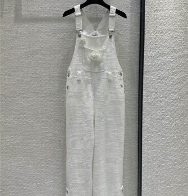 chanel white moonlight jellied soft tweed overalls jumpsuit