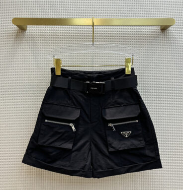 prada workwear fan buckle high waist A-line shorts