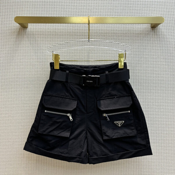 prada workwear fan buckle high waist A-line shorts