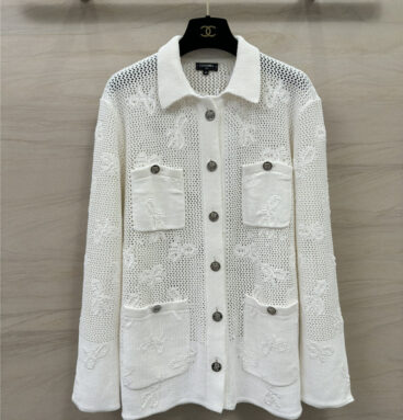 chanel classic hollow rhombus knitted cardigan
