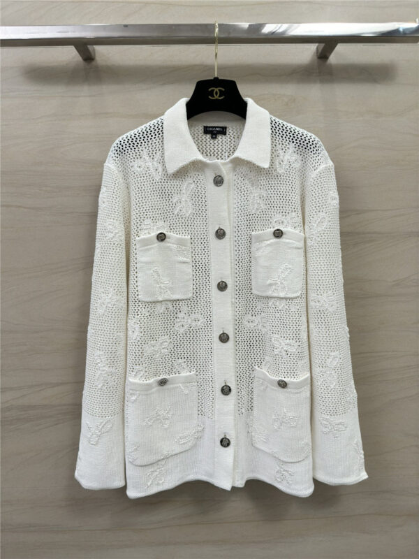 chanel classic hollow rhombus knitted cardigan