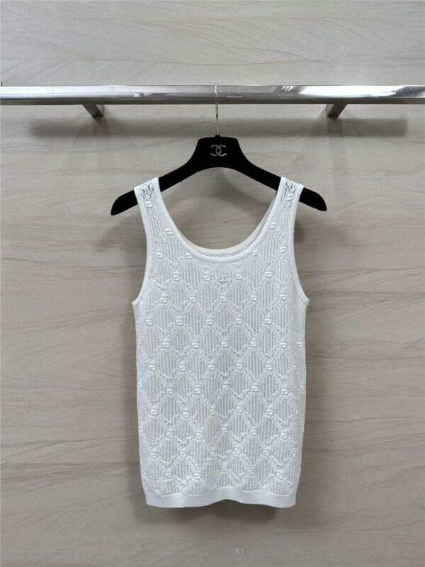 chanel hollow crochet knitted vest top