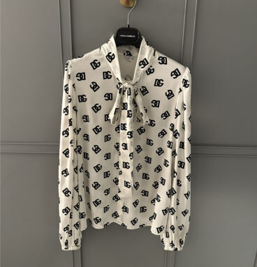 Dolce & Gabbana d&g logo silk satin print shirt