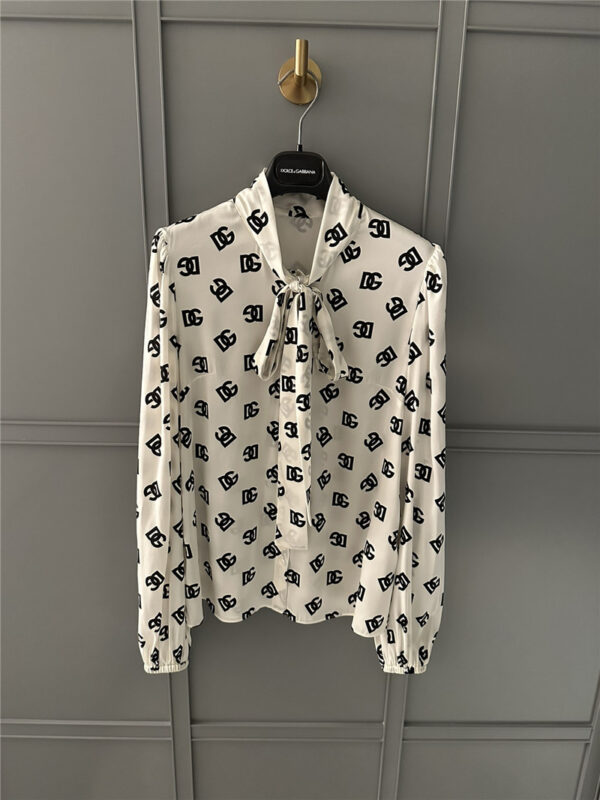 Dolce & Gabbana d&g logo silk satin print shirt