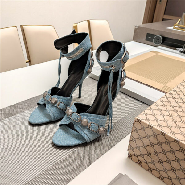 Balenciaga washed denim new color rivet series high heels