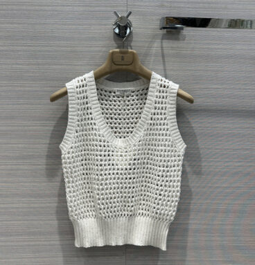 BC sequined cotton yarn round neck vest