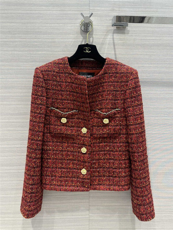 chanel red gold jacket