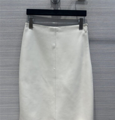 prada premium white leather skirt
