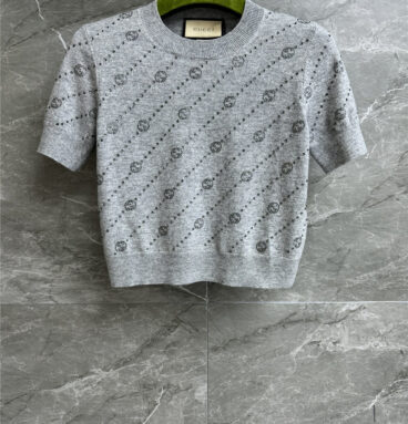 gucci gray hot diamond cashmere short sleeves