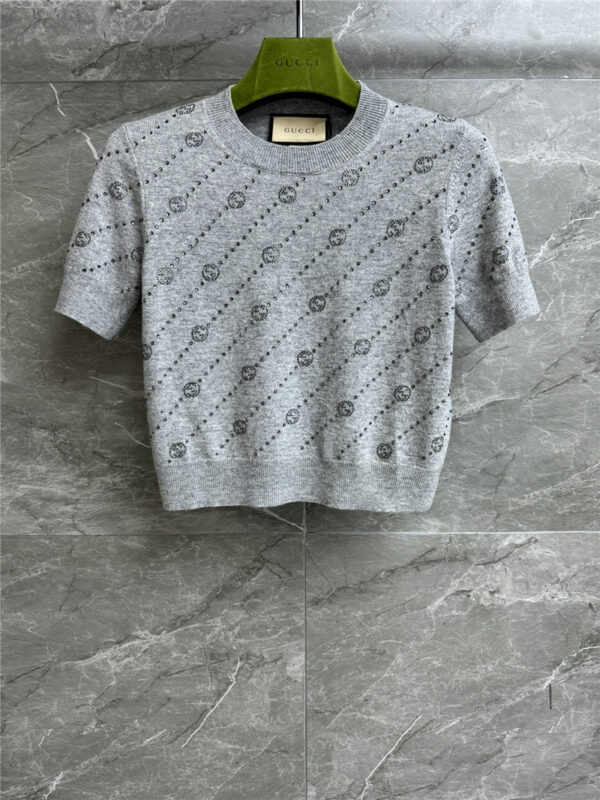 gucci gray hot diamond cashmere short sleeves