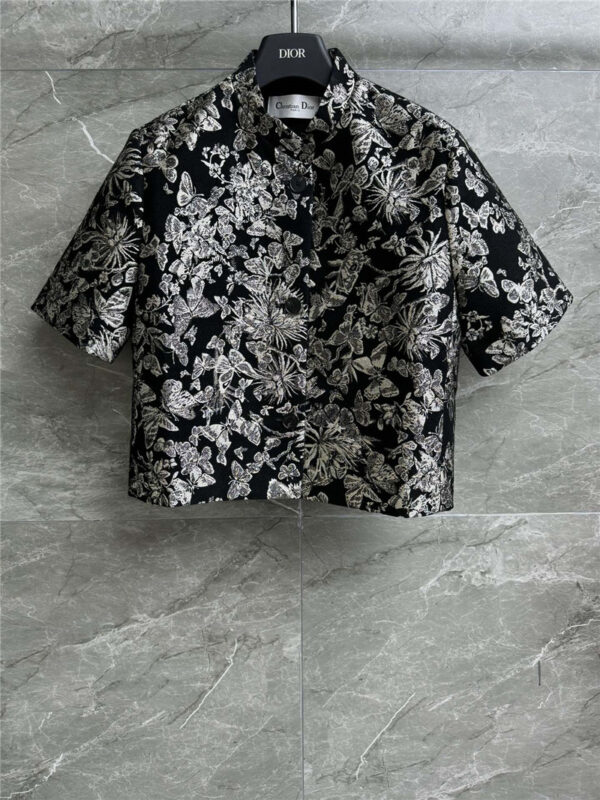 dior butterfly jacquard short-sleeved jacket